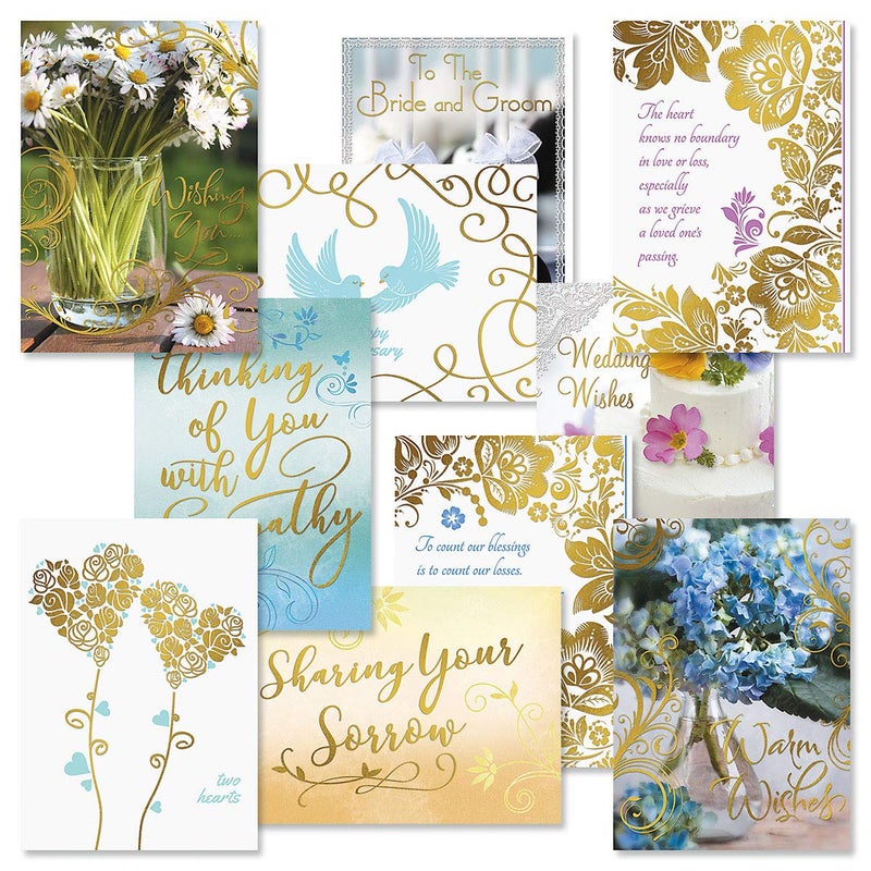 Current Deluxe Foil All Occasion Value Pack - 20 Cards With Envelopes, Celebration, Get Well, Sympathy, Birthday, Anniversary & Thinking of You Variety, Large 5" x 7" Assortment, 10 Design Set - Image 1